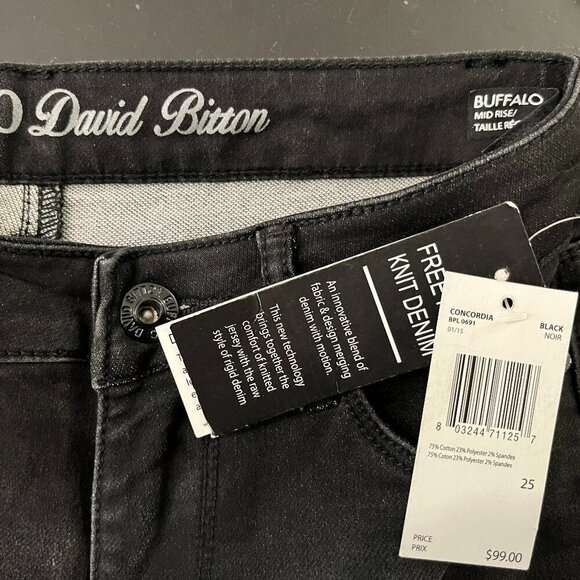 BUFFALO DAVID BITTON Women's Black Concordia Free Flex Jeans - Size 25 - NWT $99 - Picture 3 of 5